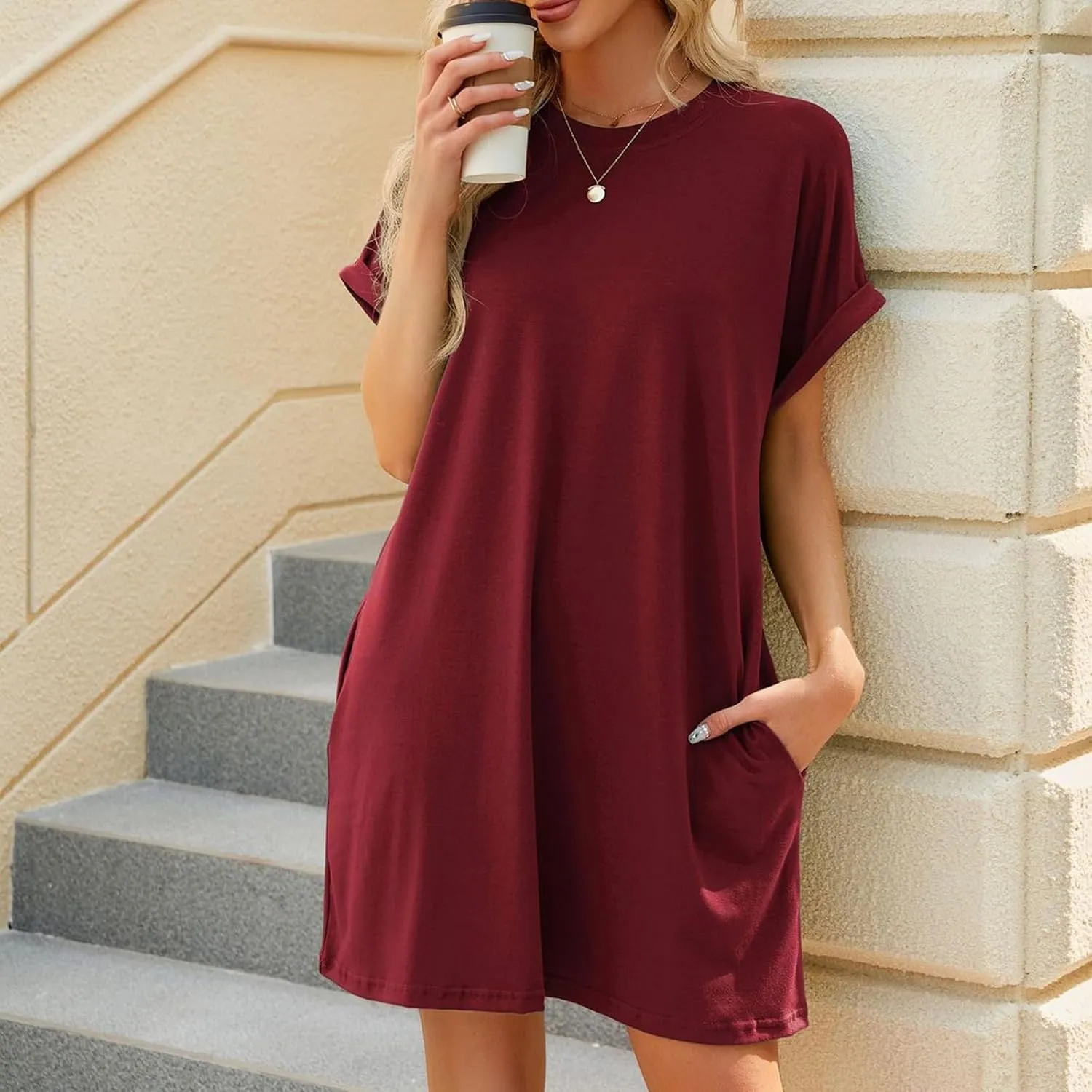 Womens T Shirt Dress Short Sleeve Casual Dresses Plus Size Summer Shirt Dress Comfy Flowy Cute Swing Tunic Dress