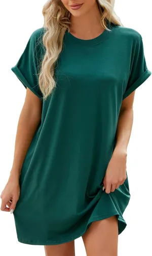 Womens T Shirt Dress Short Sleeve Casual Dresses Plus Size Summer Shirt Dress Comfy Flowy Cute Swing Tunic Dress