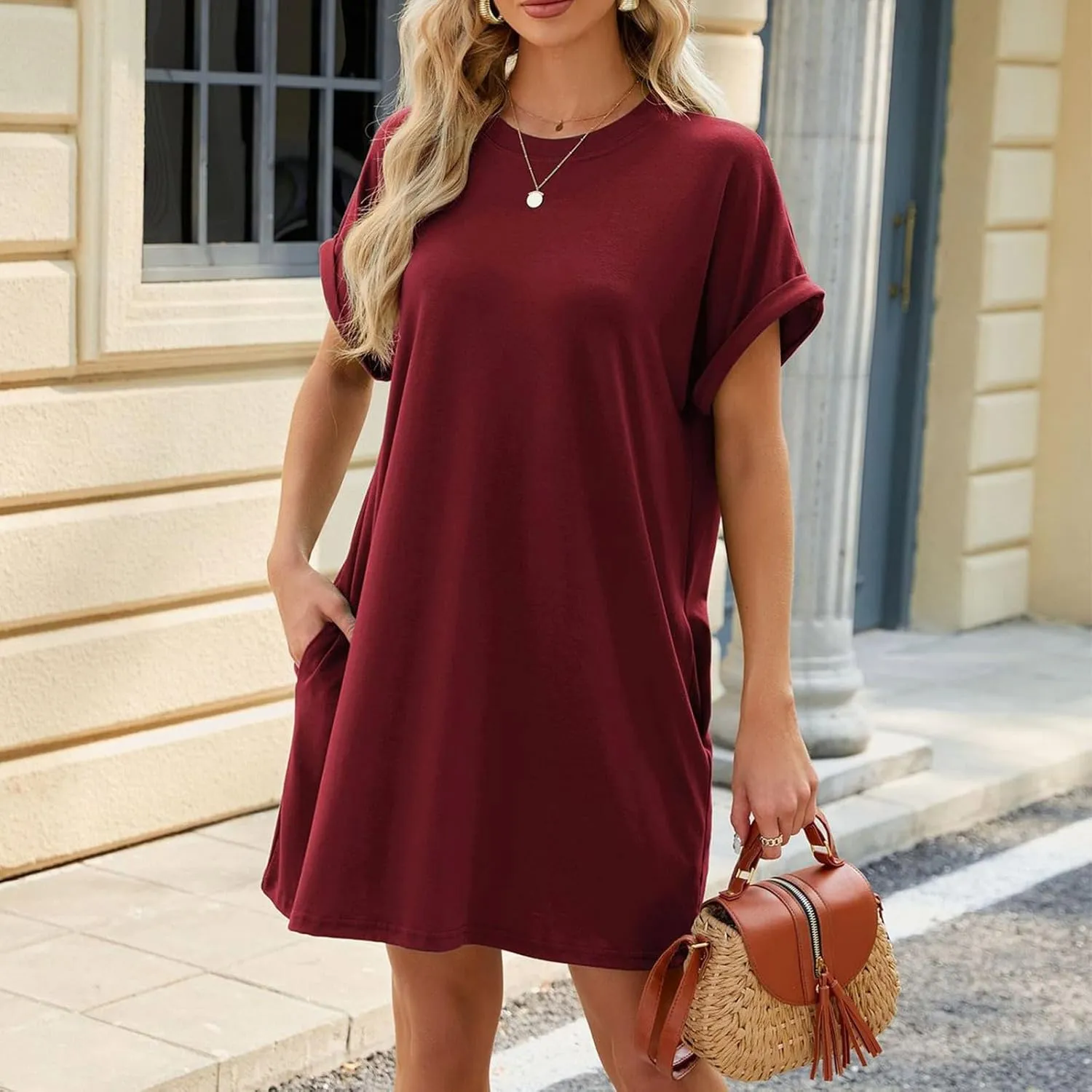 Womens T Shirt Dress Short Sleeve Casual Dresses Plus Size Summer Shirt Dress Comfy Flowy Cute Swing Tunic Dress