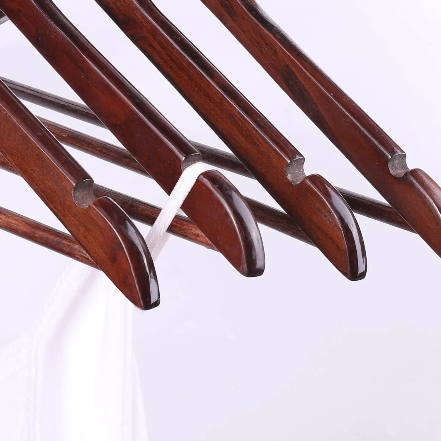 Wooden Coat Hangers - Solid Wood Hanger with Bar for Coat, Jacket, Pants, and Dress Clothes (20 Pack)
