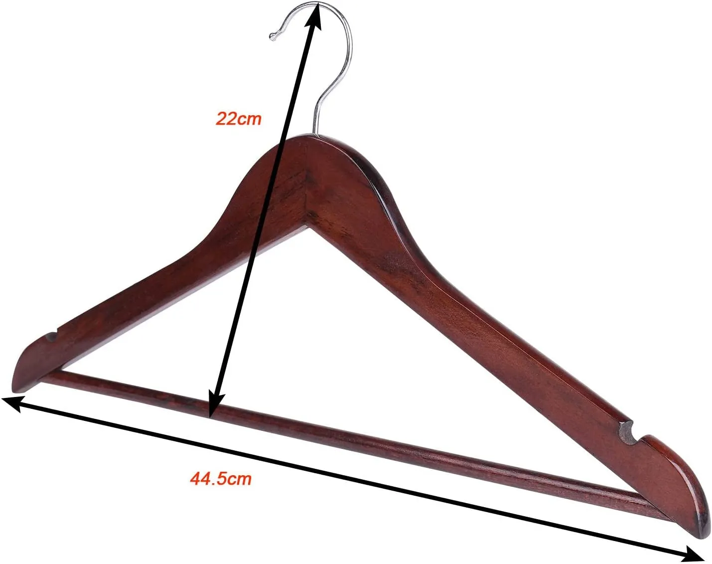 Wooden Coat Hangers - Solid Wood Hanger with Bar for Coat, Jacket, Pants, and Dress Clothes (20 Pack)