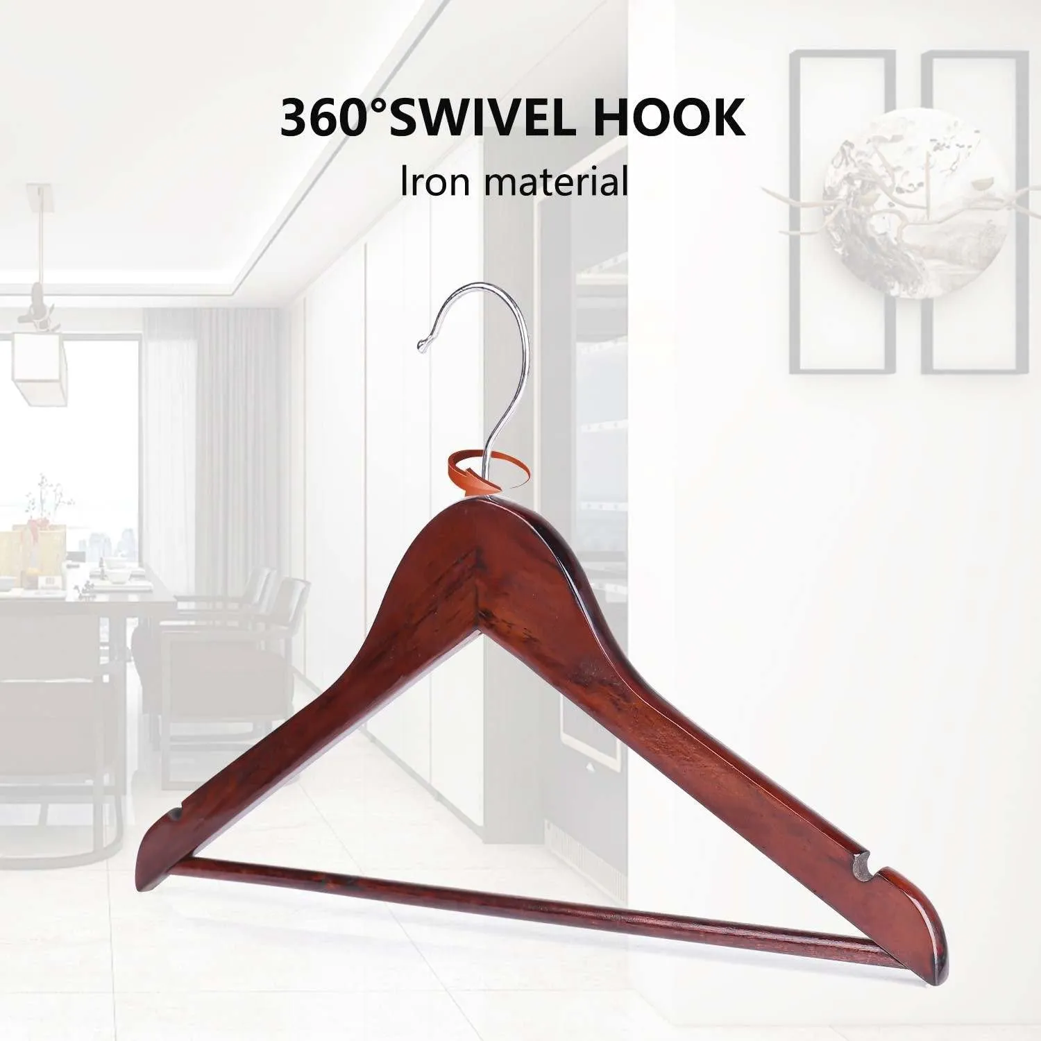 Wooden Coat Hangers - Solid Wood Hanger with Bar for Coat, Jacket, Pants, and Dress Clothes (20 Pack)
