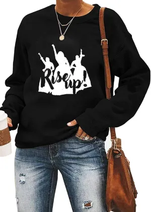 Yimoya Womens Hamilton Lyrics Sweatshirts Long Sleeve Rise Up Musical Pullovers Graphic Sweater Tops