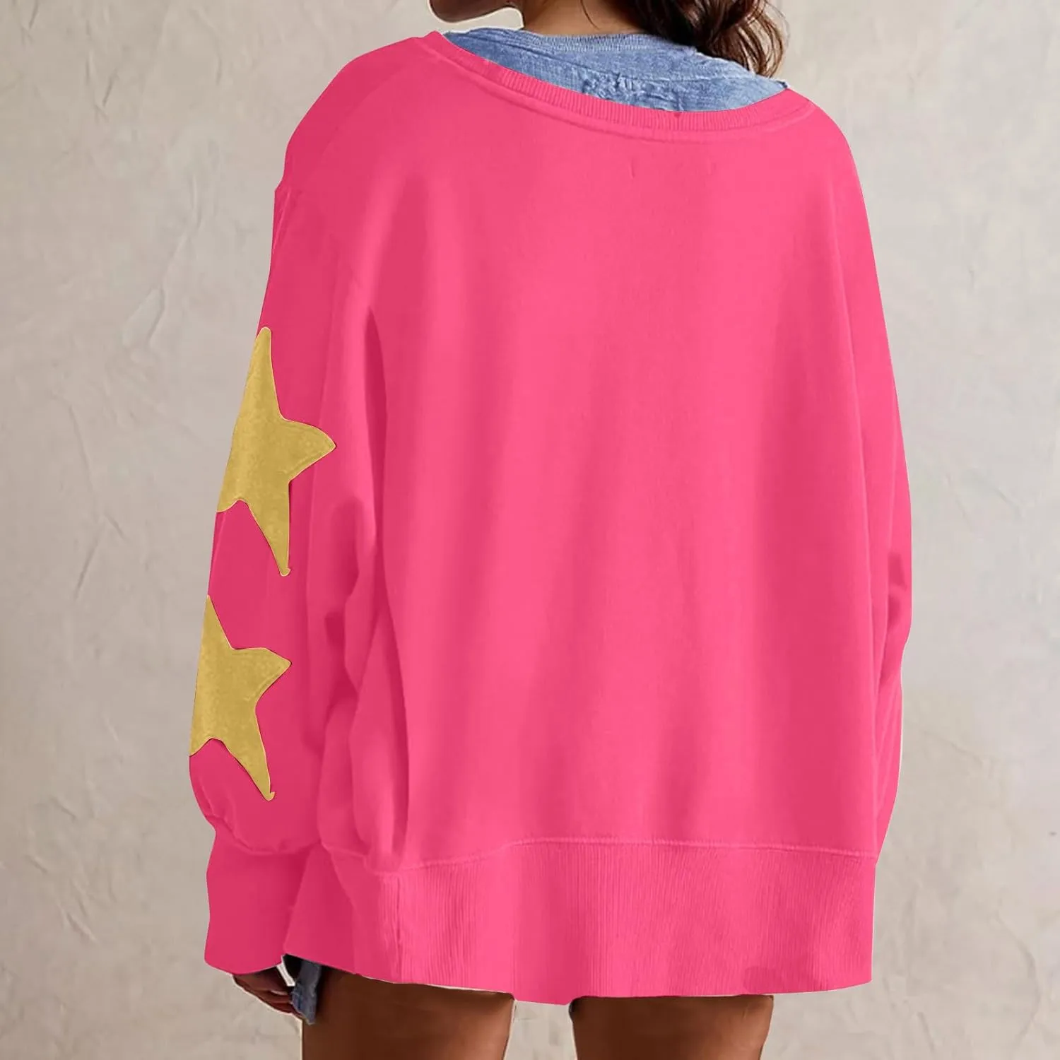 ZDRZK Women's Star Print Sweatshirts Thumb Hole Long Sleeve Crewneck Pullover 2024 Fall Fleece Casual Tops Trendy Y2k